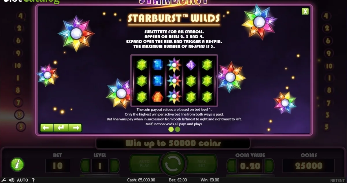 Starburst demo — spelplan med ädelstenar
